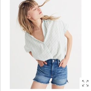 Madewell “Central Shirt” in Mint Stripe